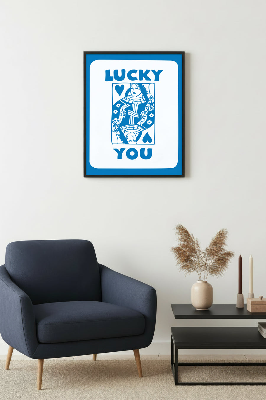 Doğal Ahşap Çerçeveli Retro Tablo - Pop Art Şanslı Kart Desenli | huhu2684