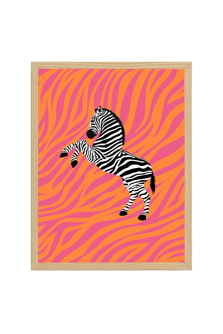 Doğal Ahşap Çerçeveli Retro Zebra Tablo - Canlı Desenli Hayvan Figürü | huhu2692