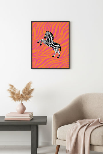 Doğal Ahşap Çerçeveli Retro Zebra Tablo - Canlı Desenli Hayvan Figürü | huhu2692