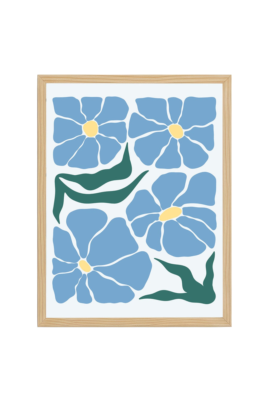 Doğal Ahşap Çerçeveli Retro Floral Tablo - Pastel Çiçek Desenli | huhu2694