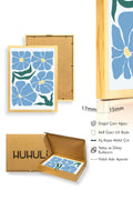 Doğal Ahşap Çerçeveli Retro Floral Tablo - Pastel Çiçek Desenli | huhu2694