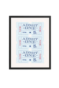 Doğal Ahşap Çerçeveli Retro Tablo - Admit One Vintage Stil | huhu2696