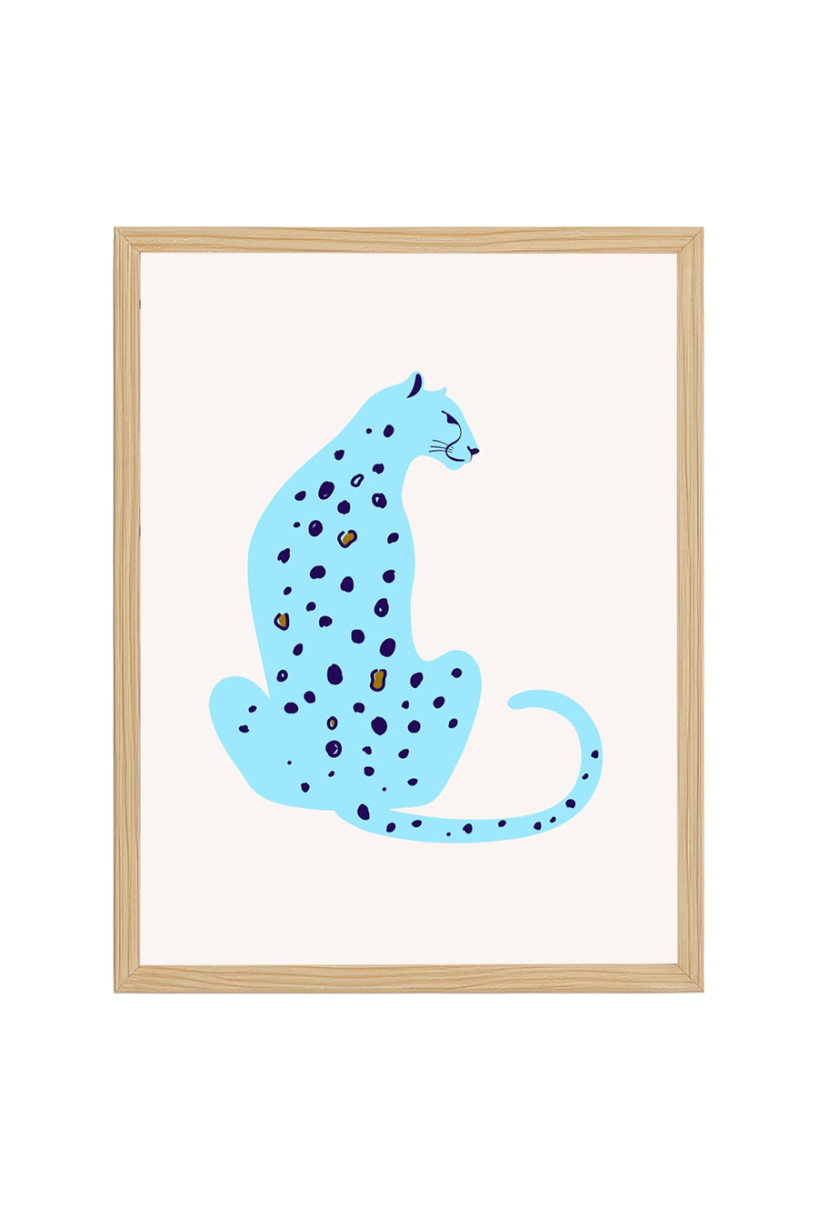 Doğal Ahşap Çerçeveli Retro Kedi Tablo - Soyut Desenli Canlı Hayvan | huhu2700