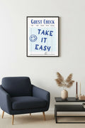 Doğal Ahşap Çerçeveli Retro Tablo - Take It Easy Doodle Smiley | huhu2703