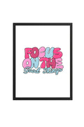 Doğal Ahşap Çerçeveli Pop Art Tablo - Focus On The Good Things Retro Desen | huhu2716