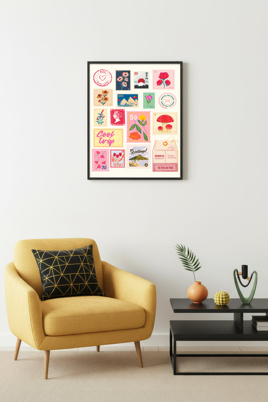 Doğal Ahşap Çerçeveli Retro Vintage Postcard Tablo - Seyahat Teması | huhu2723