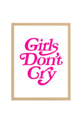 Doğal Ahşap Çerçeveli Retro Tablo - Girls Don't Cry Yazılı Pembe Tipografi | huhu2732