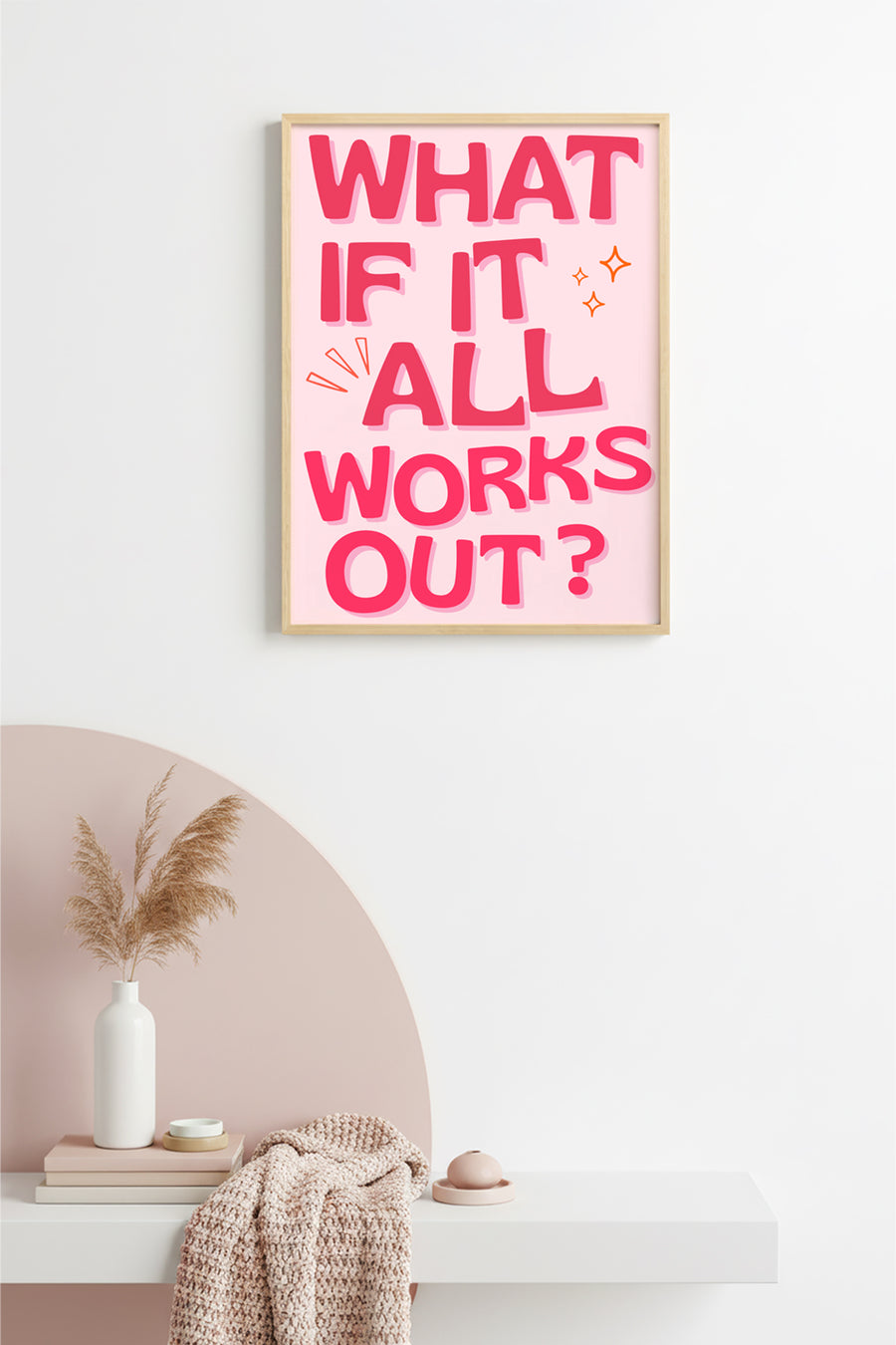 Doğal Ahşap Çerçeveli Retro Pop Art Tablo - What If It All Works Out? | huhu2736
