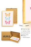 Doğal Ahşap Çerçeveli Retro Kelebek Tablo - Pastel Tonlarda Pop Art Dekorasyon | huhu2751