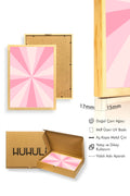 Doğal Ahşap Çerçeveli Retro Soyut Tablo - Pastel Pembe Tonlar | huhu2766