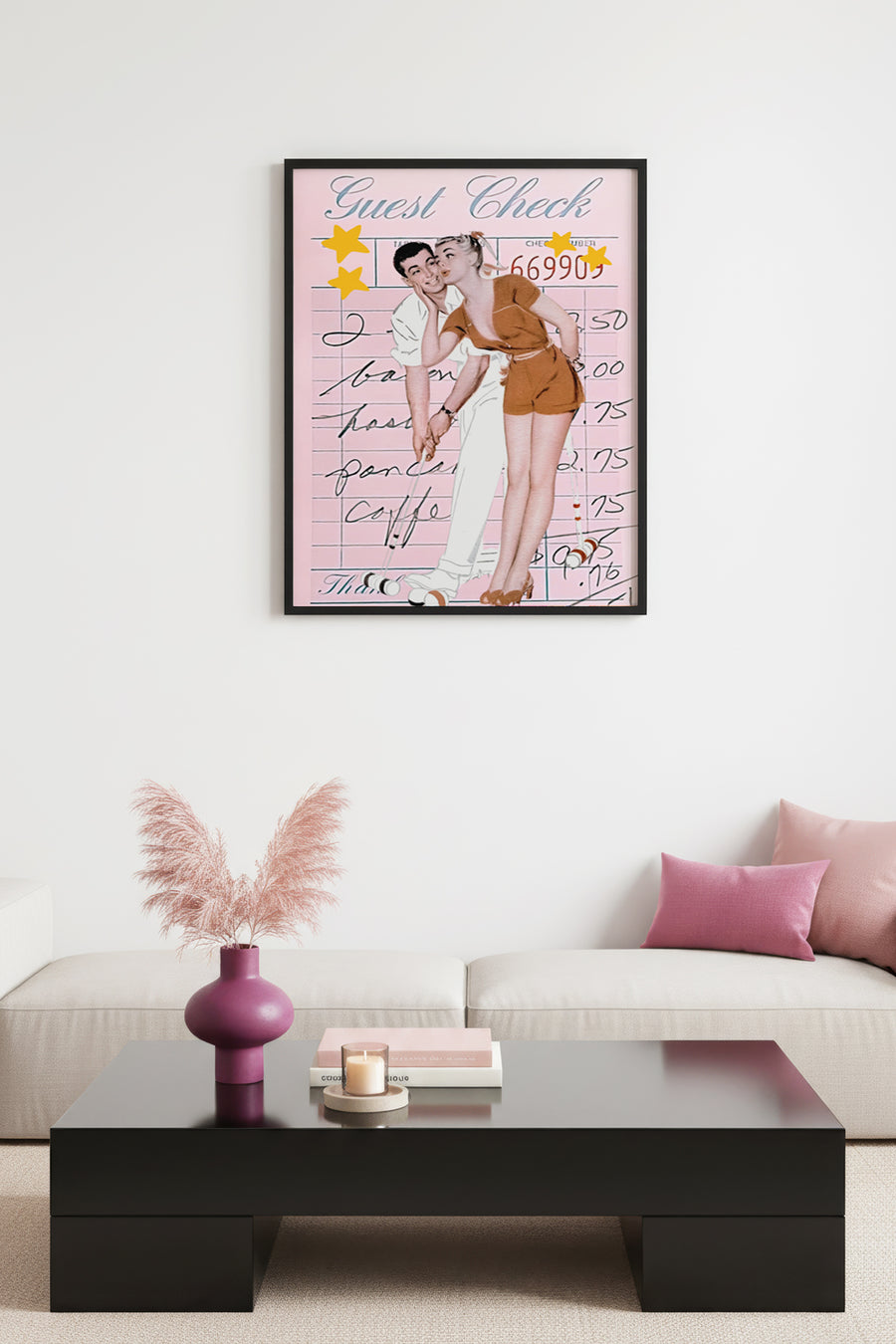 Doğal Ahşap Çerçeveli Retro Tablo - Vintage Çift Portre | huhu2771
