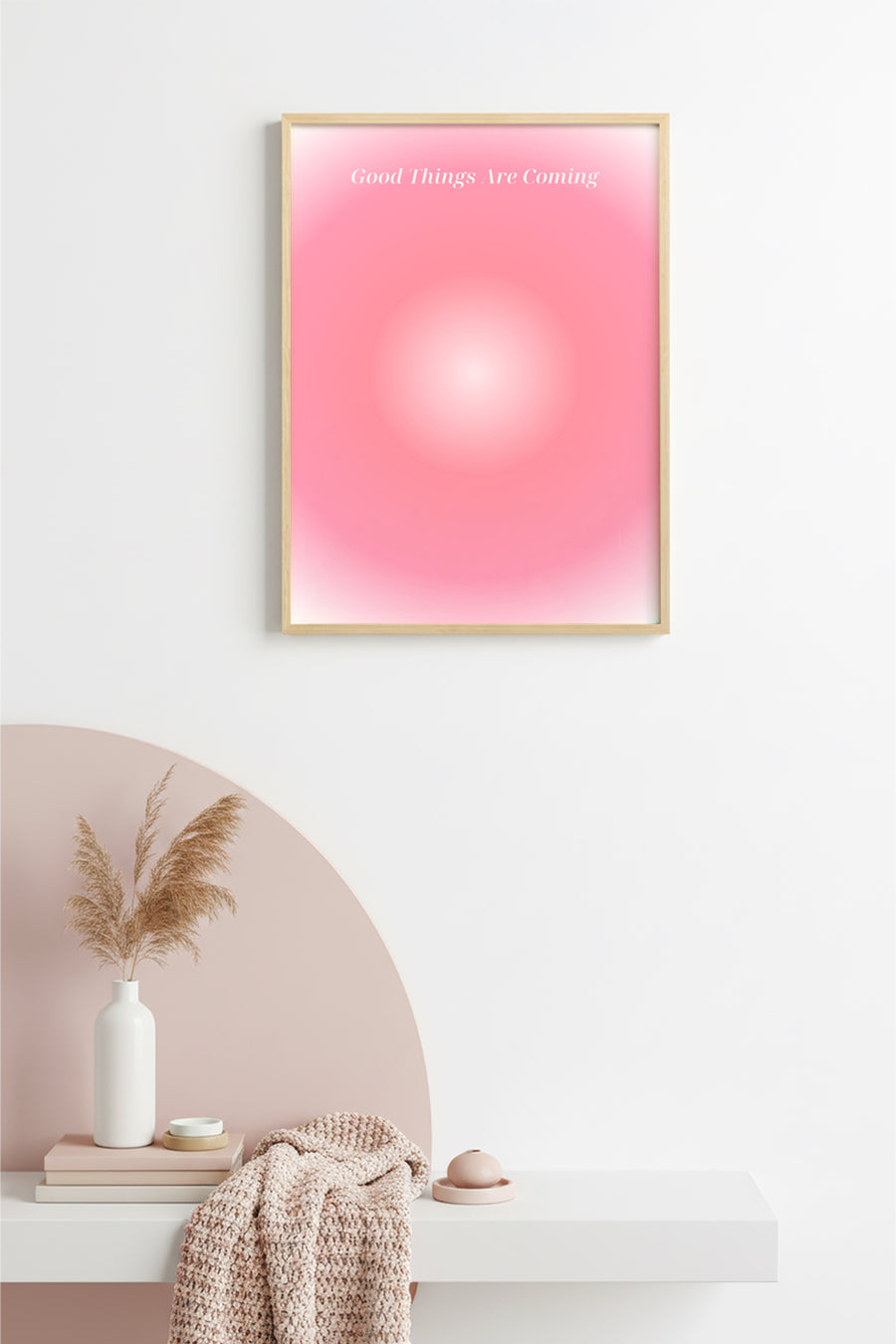 Doğal Ahşap Çerçeveli Retro Tablo - Good Things Are Coming Pastel Motivasyon | huhu2786