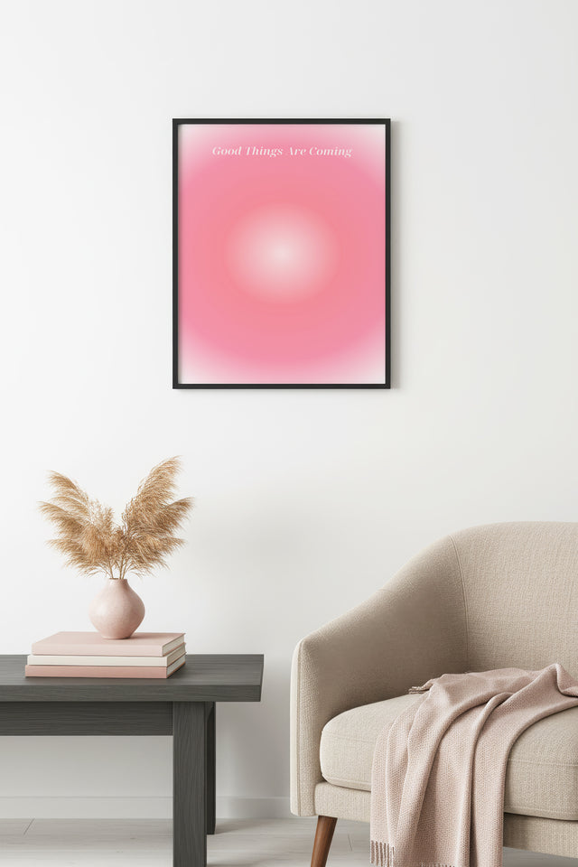 Doğal Ahşap Çerçeveli Retro Tablo - Good Things Are Coming Pastel Motivasyon | huhu2786