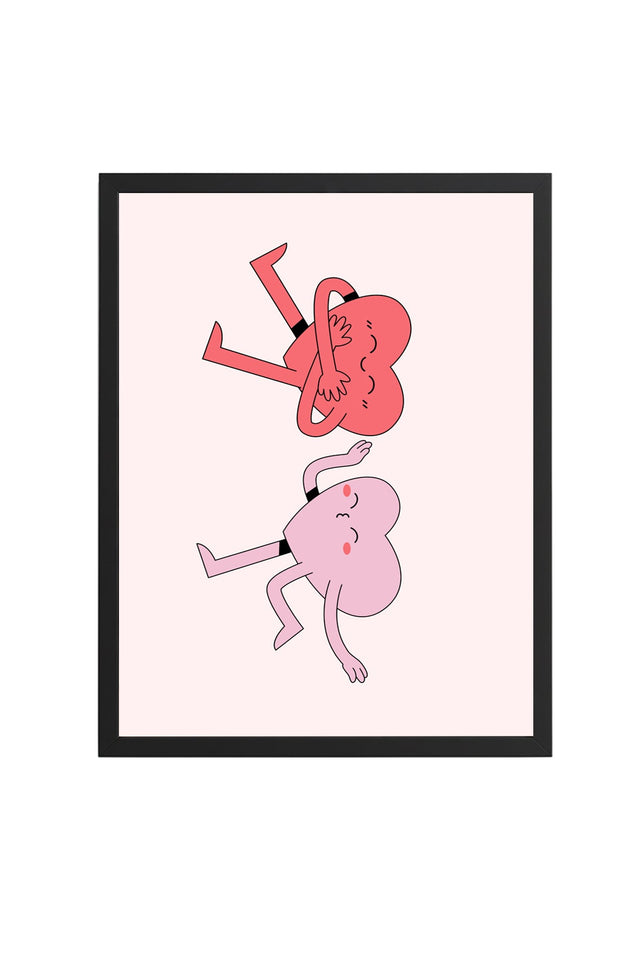 Doğal Ahşap Çerçeveli Retro Tablo - Sevimli Pop Art Cartoon | huhu2792