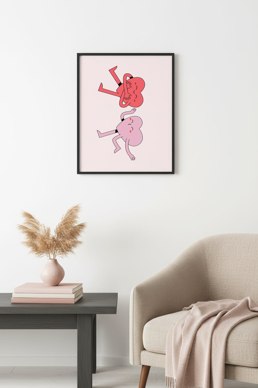Doğal Ahşap Çerçeveli Retro Tablo - Sevimli Pop Art Cartoon | huhu2792