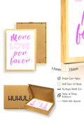 Doğal Ahşap Çerçeveli Retro Tablo - Pembe Script Yazı Sözü | huhu2794