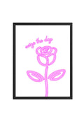 Doğal Ahşap Çerçeveli Retro Pembe Gül Tablo - Seize The Day Minimalist | huhu2797