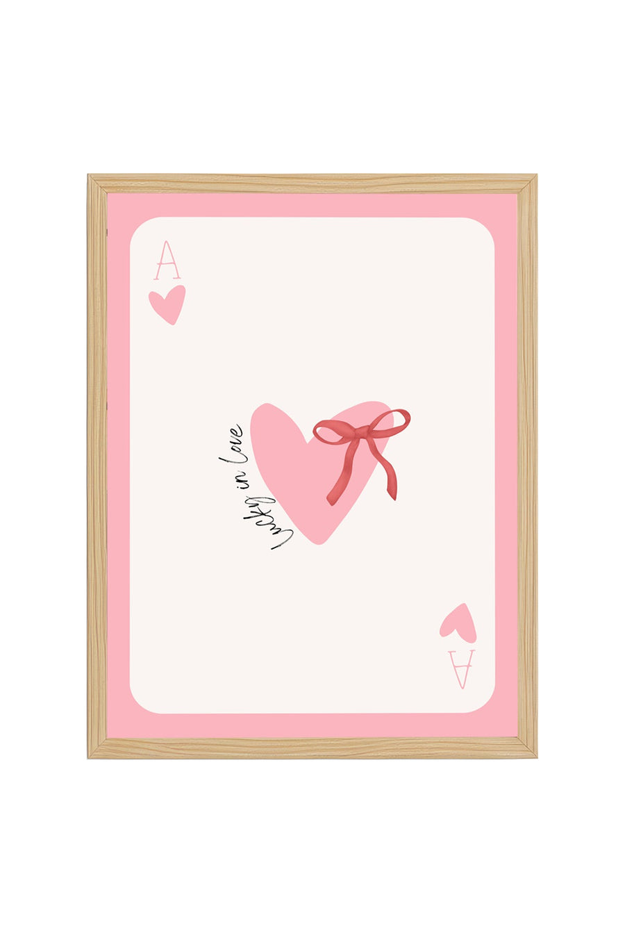 Doğal Ahşap Çerçeveli Romantik Kalp Tablo - Aşk ve Şans Desenli - Pastel | huhu2798