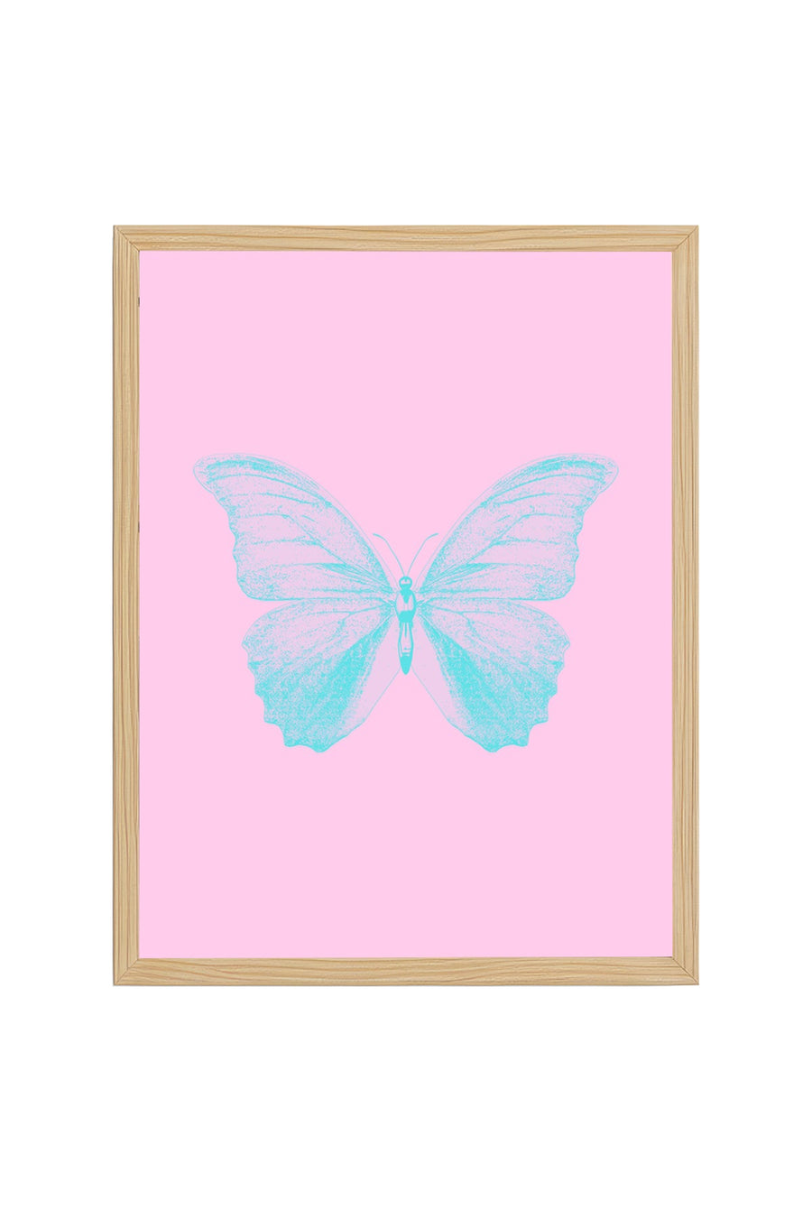 Doğal Ahşap Çerçeveli Kelebek Tablo - Retro Pastel Tonlar - Minimal Desen | huhu2800