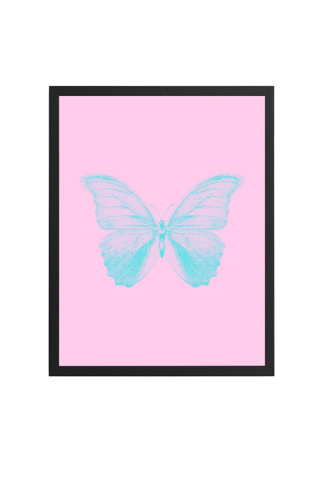 Doğal Ahşap Çerçeveli Kelebek Tablo - Retro Pastel Tonlar - Minimal Desen | huhu2800