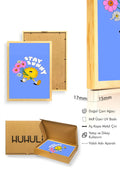 Doğal Ahşap Çerçeveli Retro Güneş ve Çiçekli Tablo - Stay Sunny | huhu2815