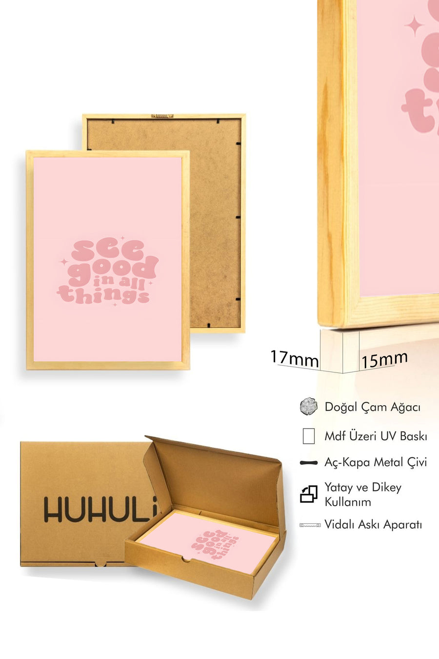 Doğal Ahşap Çerçeveli Retro Tablo - Pozitif Sözlü Dekoratif Tablo | huhu2822