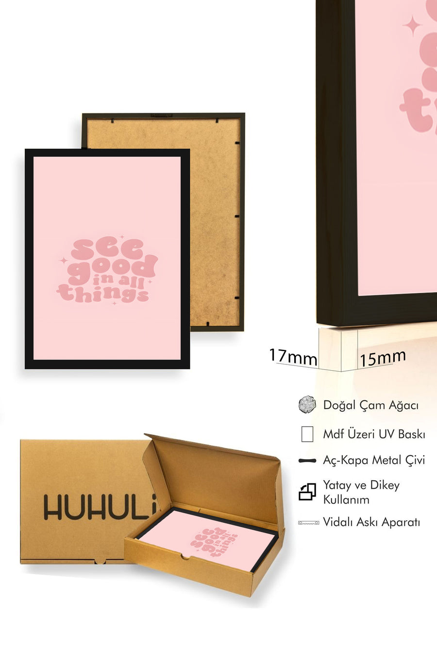 Doğal Ahşap Çerçeveli Retro Tablo - Pozitif Sözlü Dekoratif Tablo | huhu2822