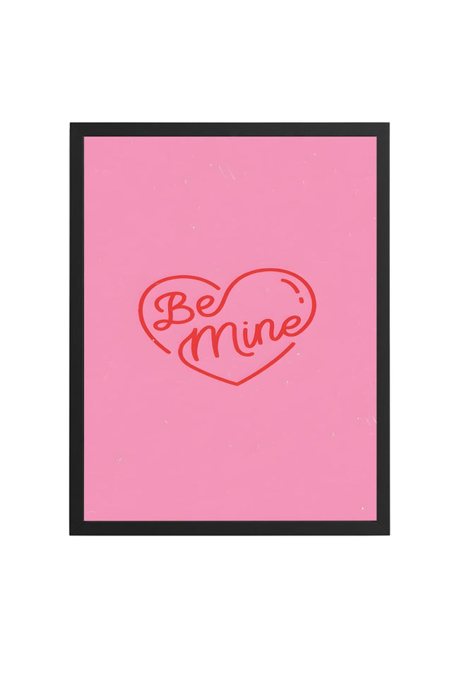 Doğal Ahşap Çerçeveli Retro Kalp Desenli Tablo - Be Mine Aşk Temalı | huhu2823