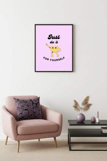 Doğal Ahşap Çerçeveli Retro Tablo - Kalpli Motivasyon Pop Art | huhu2826