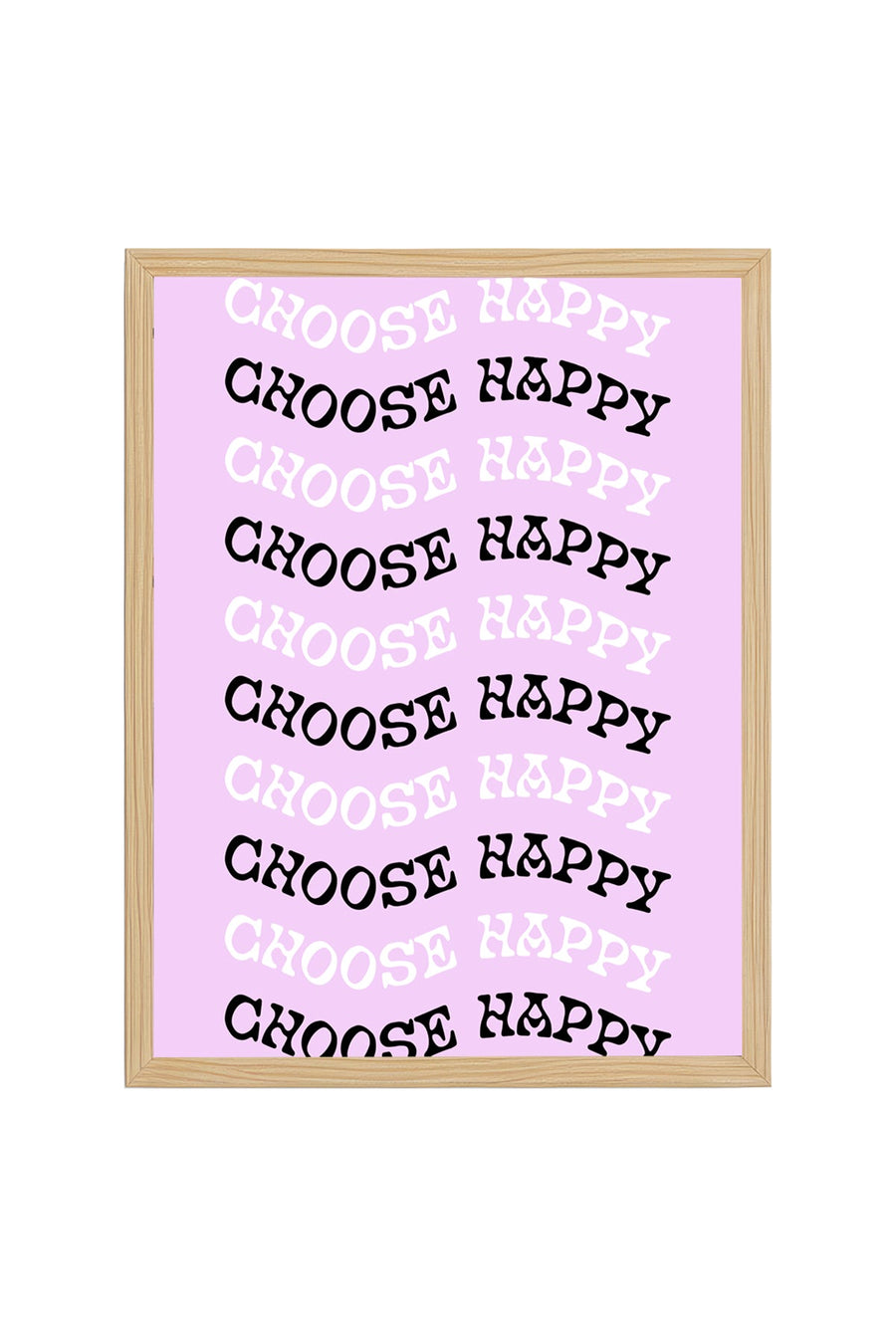 Doğal Ahşap Çerçeveli Retro Tablo - Choose Happy Yazılı Minimalist Duvar Sanatı | huhu2827