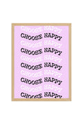 Doğal Ahşap Çerçeveli Retro Tablo - Choose Happy Yazılı Minimalist Duvar Sanatı | huhu2827