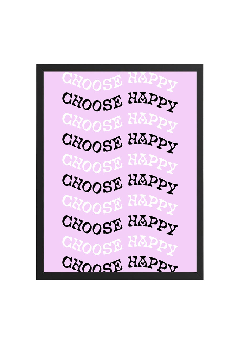 Doğal Ahşap Çerçeveli Retro Tablo - Choose Happy Yazılı Minimalist Duvar Sanatı | huhu2827