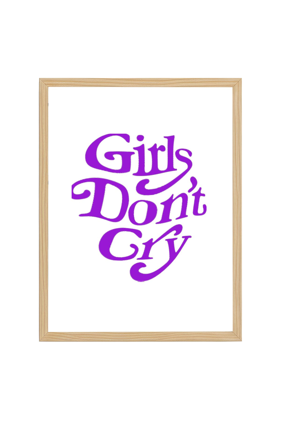 Doğal Ahşap Çerçeveli Retro Pop Art Tablo - Girls Don't Cry Mor | huhu2831