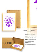Doğal Ahşap Çerçeveli Retro Pop Art Tablo - Girls Don't Cry Mor | huhu2831