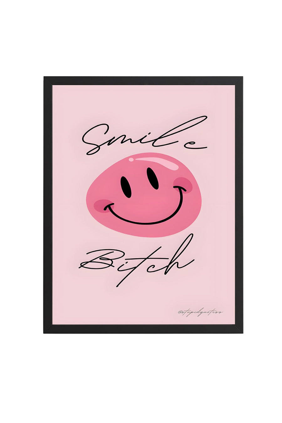 Doğal Ahşap Çerçeveli Retro Tablo - Minimalist Slogan Doodle | huhu2832