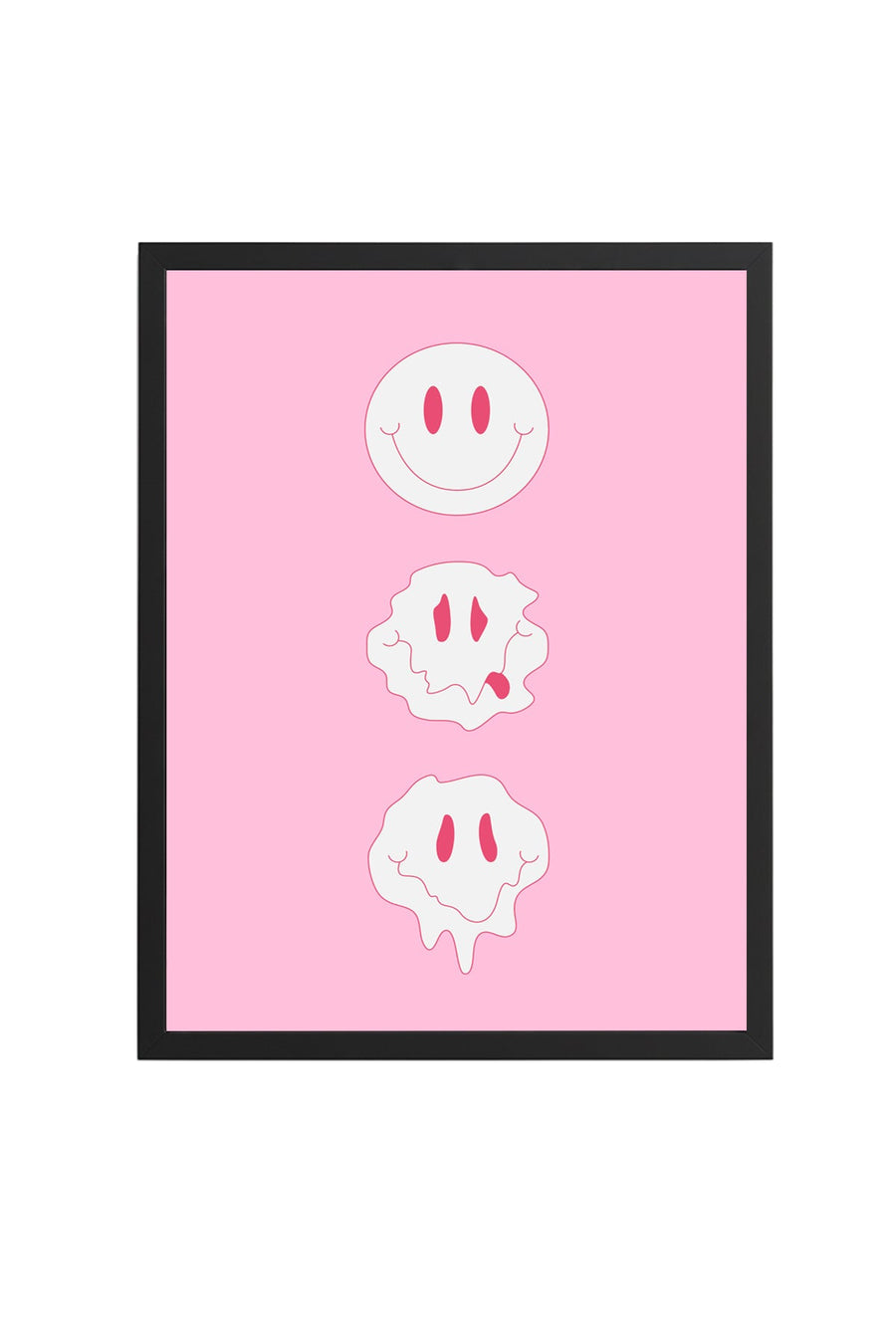 Doğal Ahşap Çerçeveli Retro Tablo - Emoticon Yüz İfadesi | huhu2837