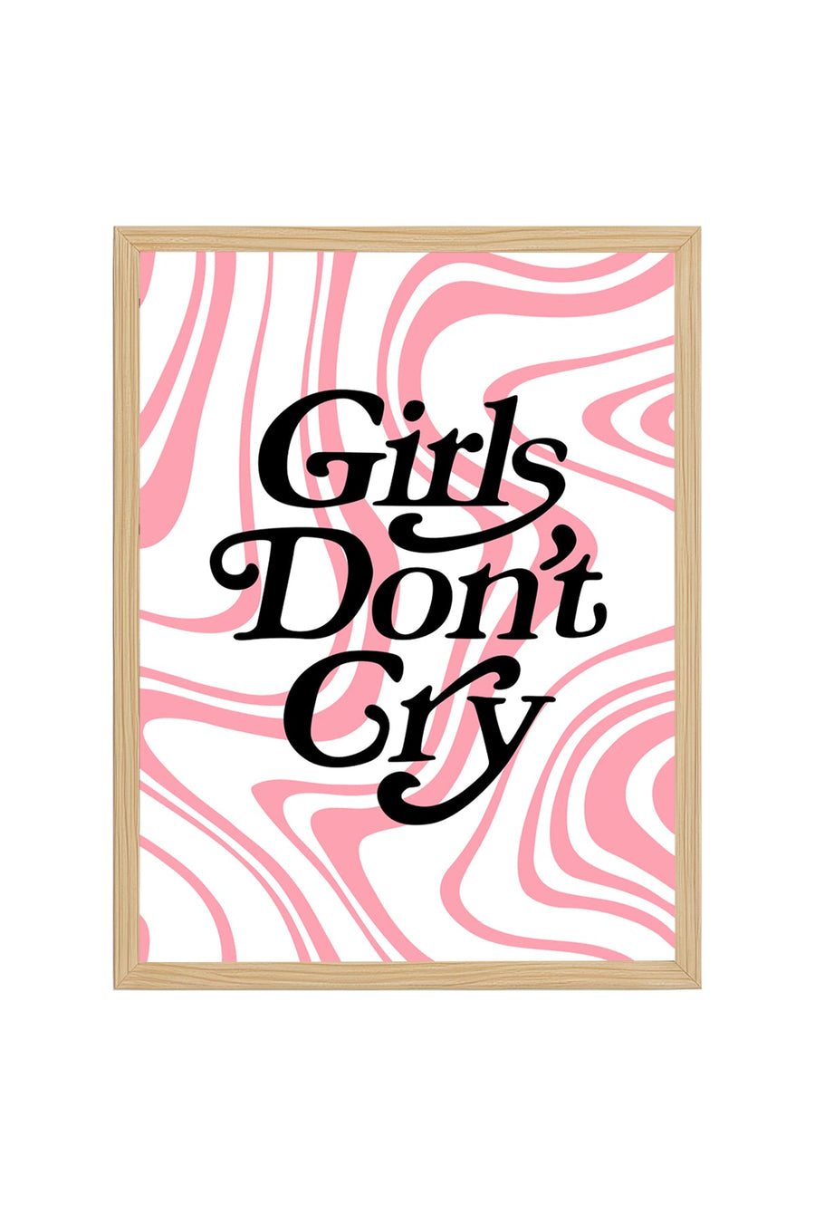 Doğal Ahşap Çerçeveli Retro Tablo - Girls Don't Cry Yazılı Pop Art | huhu2850