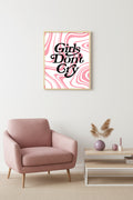 Doğal Ahşap Çerçeveli Retro Tablo - Girls Don't Cry Yazılı Pop Art | huhu2850