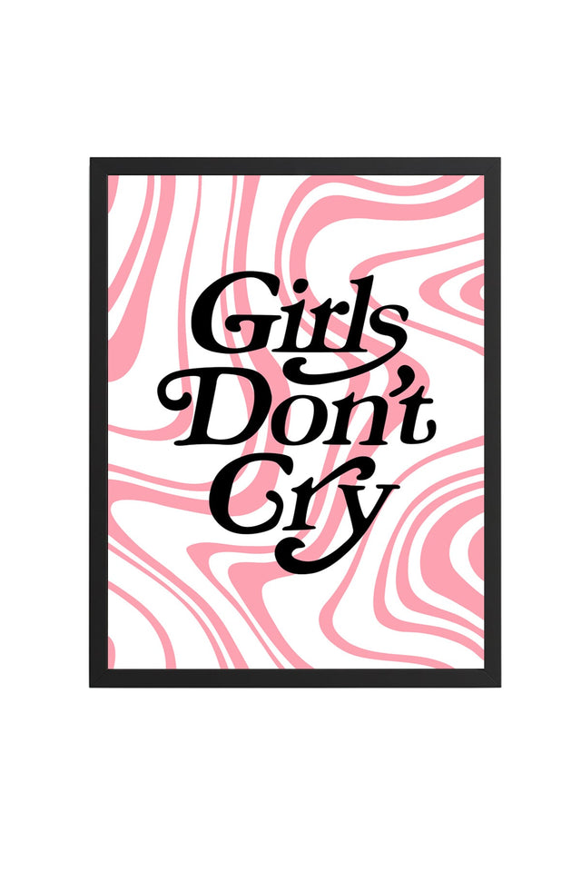 Doğal Ahşap Çerçeveli Retro Tablo - Girls Don't Cry Yazılı Pop Art | huhu2850