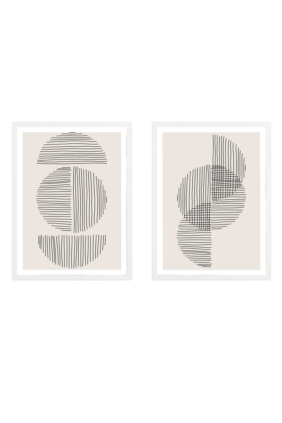 Geometrik Desenli Siyah-Beyaz Tablo Seti - Modern 2’li Set | huhu3