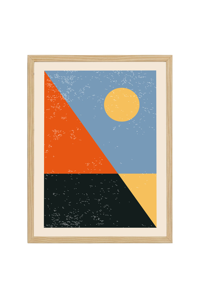 Ahşap Çerçeveli Soyut Geometrik Desenli Tablo | Huhu588