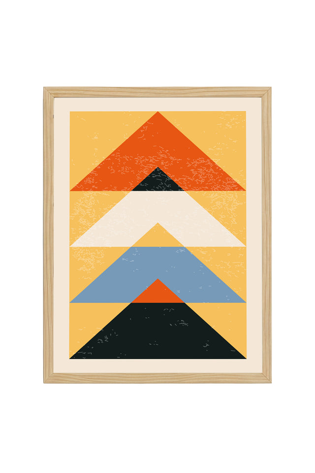 Ahşap Çerçeveli Soyut Geometrik Desenli Tablo | Huhu602