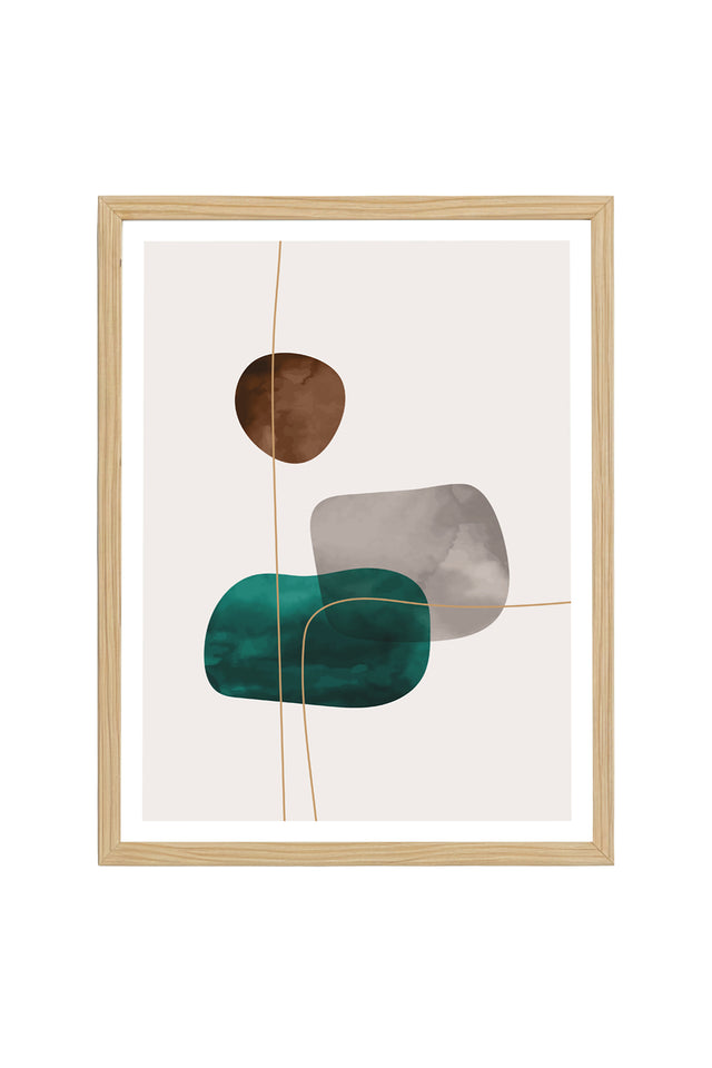 Ahşap Çerçeveli Geometrik Desenli Minimalist Tablo | Huhu627