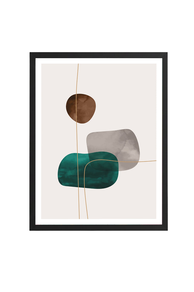 Ahşap Siyah Çerçeveli Geometrik Desenli Minimalist Tablo | Huhu627