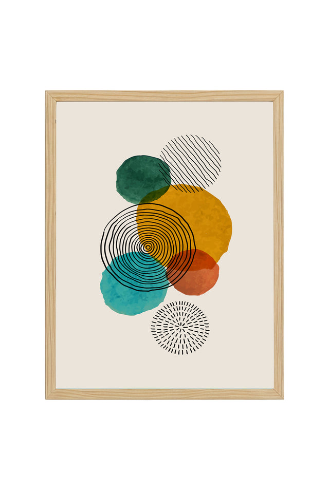 Ahşap Çerçeveli Geometrik Desenli Minimalist Tablo | Huhu634