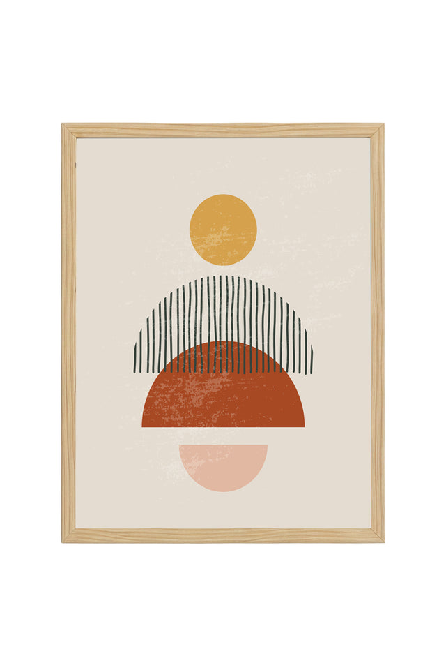 Ahşap Çerçeveli Geometrik Desenli Modern Tablo | Huhu645