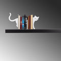 Kedi Motifli Metal Kitap Tutucu - Beyaz