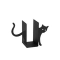 Kedi Motifli Metal Kitap Tutucu - Siyah