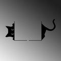 Uzanan Kedi Metal Kitap Tutucu - Siyah