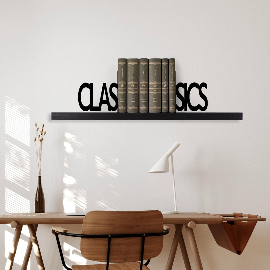 Classics Yazili Metal Kitap Tutucu - Siyah